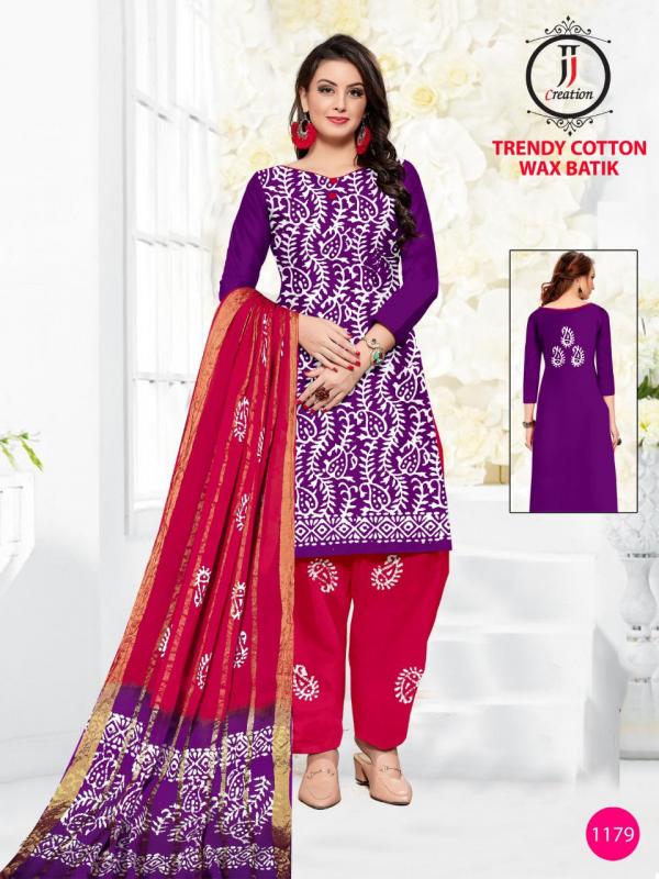 JJ Trendy Cotton Wax Battik Designer Patiyala Dress Material